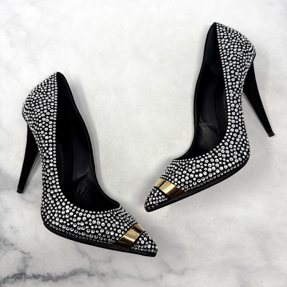 Giuseppe Zanotti Ester 110 Swarovski Crystal Embellished Pointed Toe Pump Heels - Picture 4 of 16